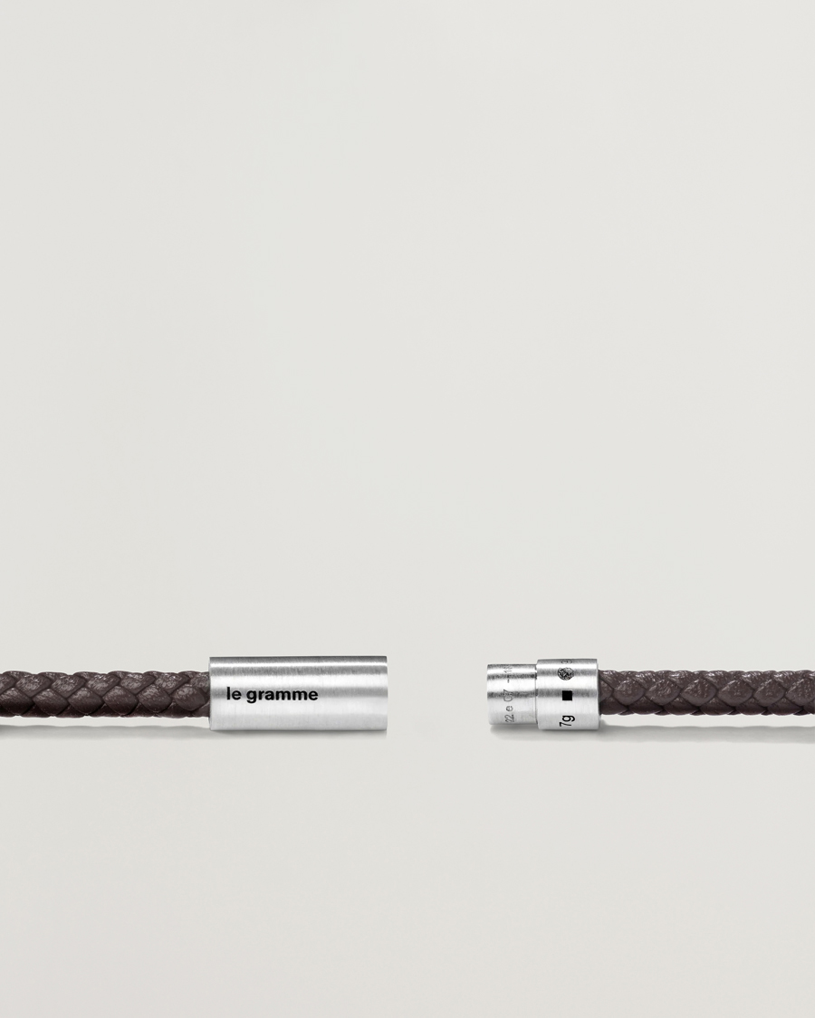Heren | Sieraden | LE GRAMME | Leather Cable Bracelet Brown/Sterling Silver 7g