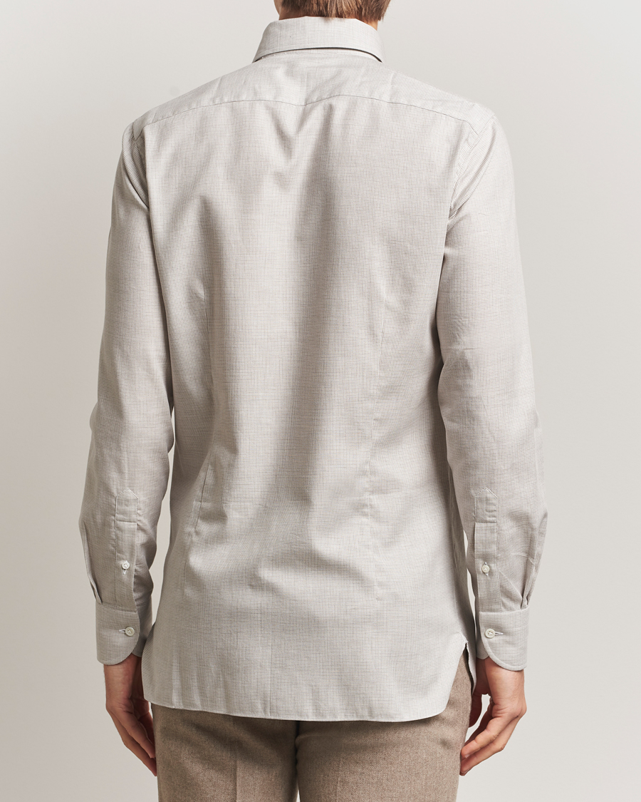 Heren | Overhemden | 100Hands | Micro Houndstooth Flannel Button Down Beige