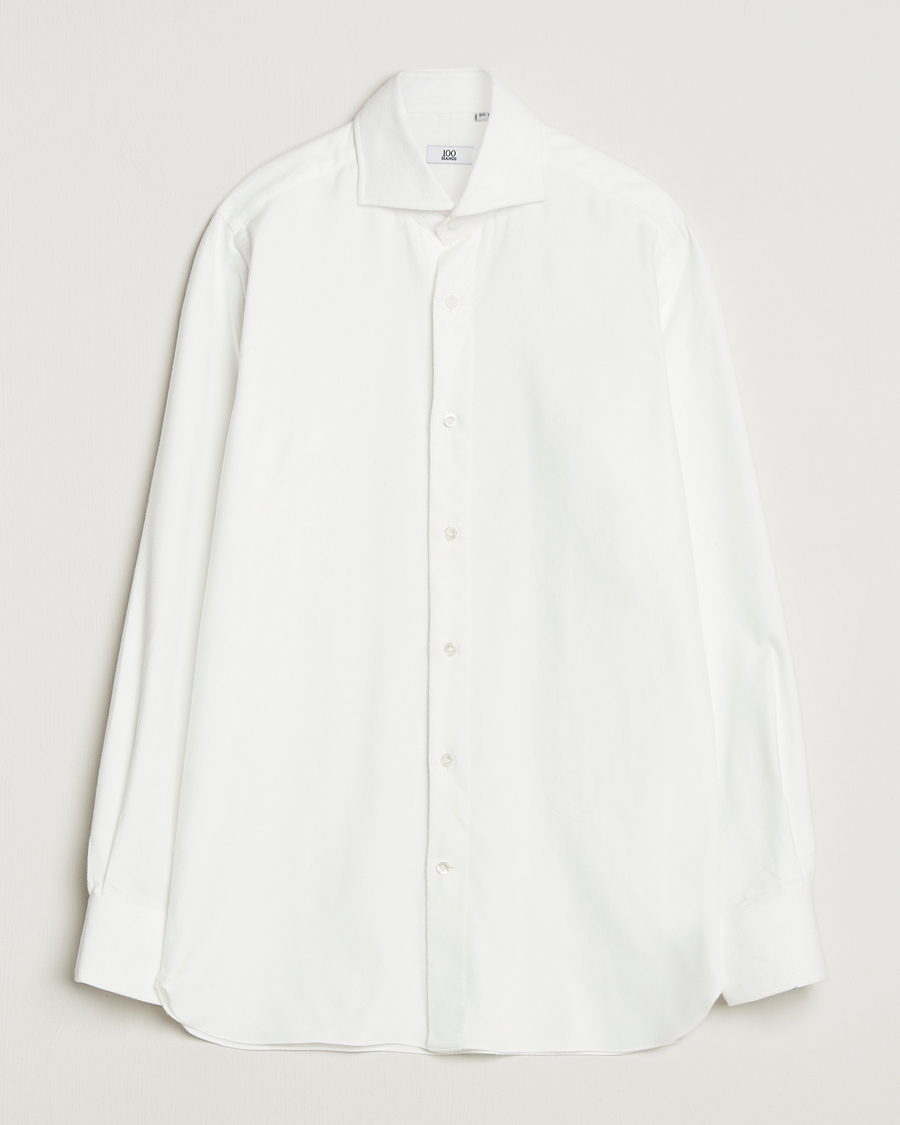 Homme | Chemises | 100Hands | Herringbone Flannel Cut Away Shirt White