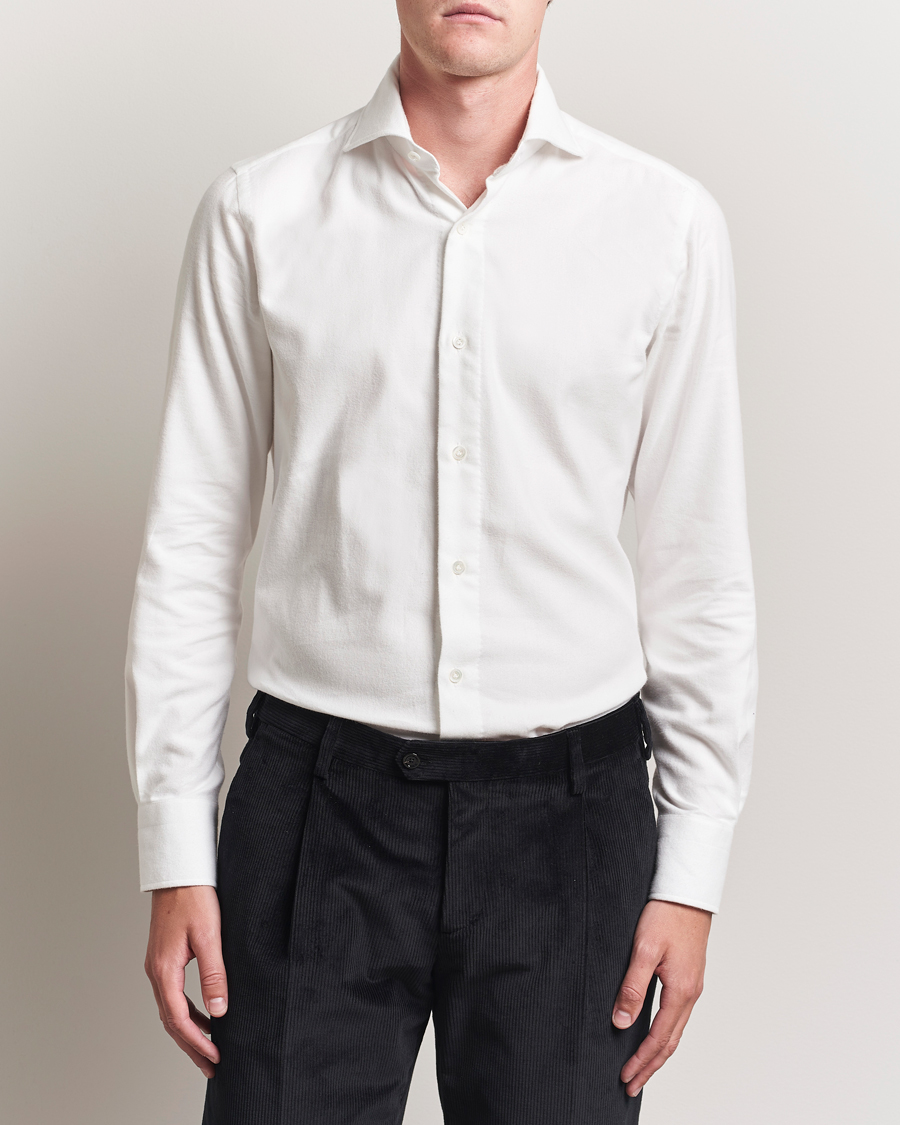 Homme | Chemises | 100Hands | Herringbone Flannel Cut Away Shirt White