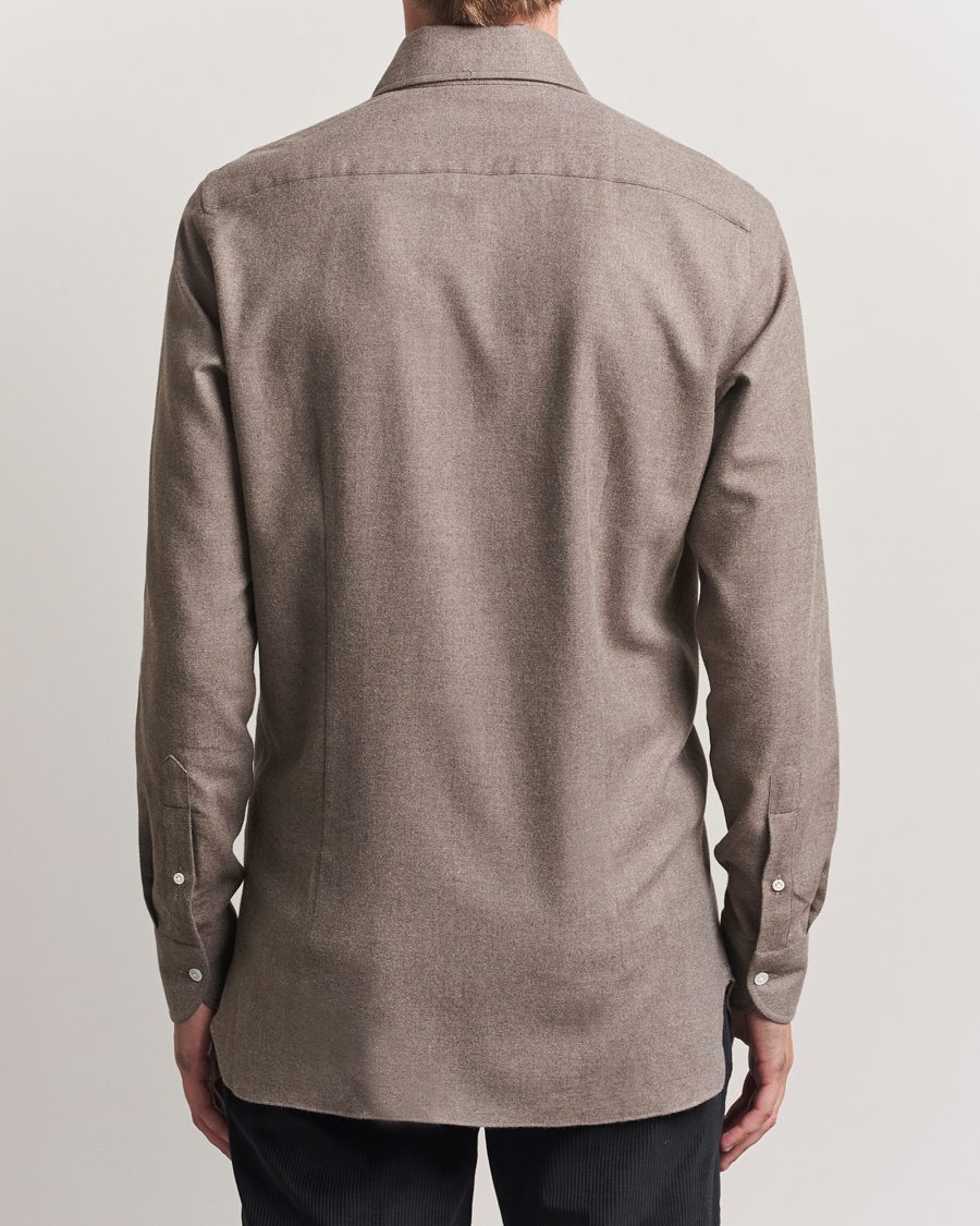Heren | Overhemden | 100Hands | Herringbone Flannel Cut Away Shirt Caramel