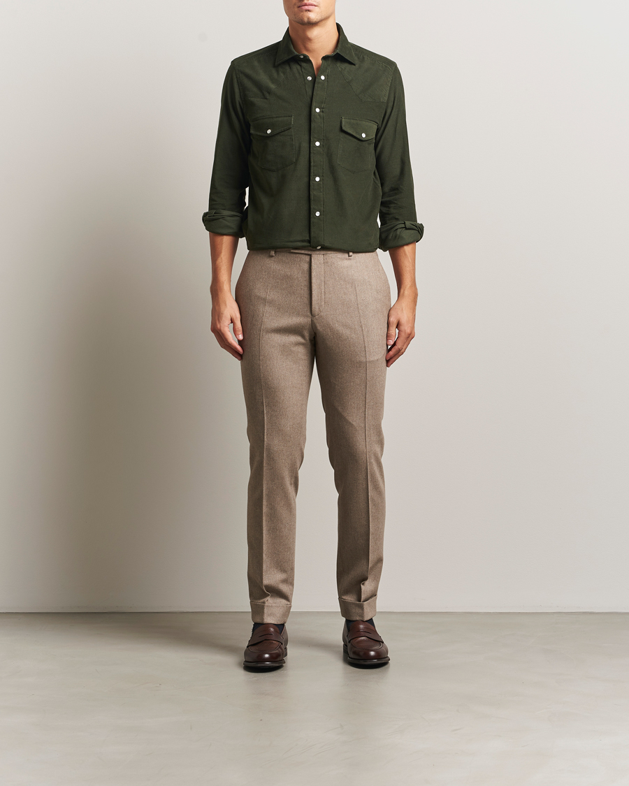 Heren | Overhemden | 100Hands | Western Cord Shirt Olive