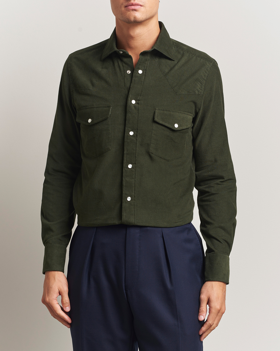 Homme | Chemises | 100Hands | Western Cord Shirt Olive