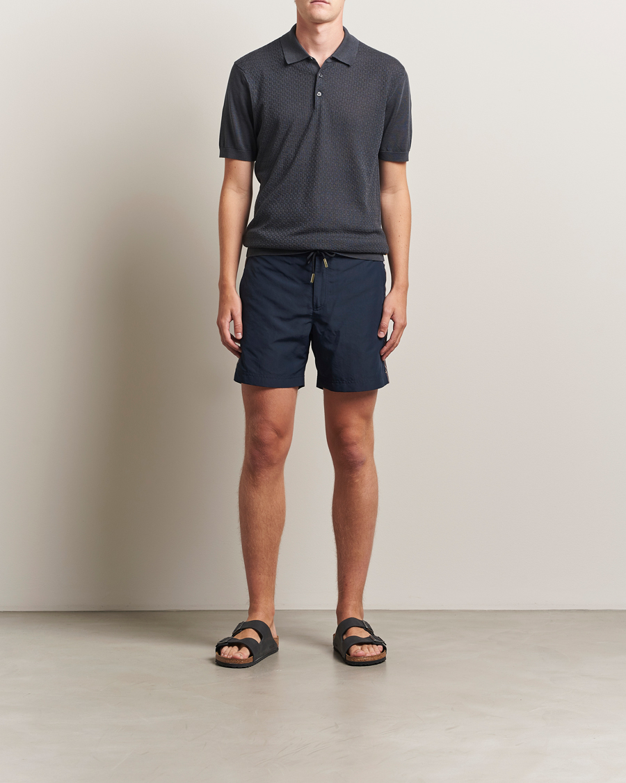 Homme | Maillots De Bain | Orlebar Brown | Bulldog Drawcord Stripe Swimshorts Night Iris