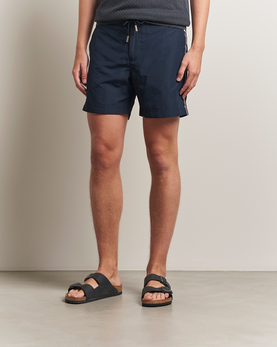 Homme | Maillots De Bain | Orlebar Brown | Bulldog Drawcord Stripe Swimshorts Night Iris