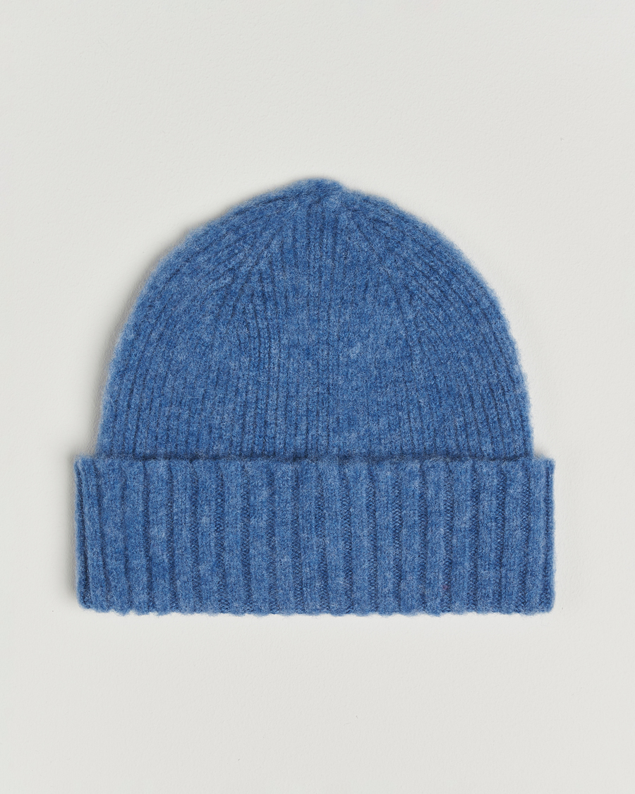 Heren | Mutsen | Robert Mackie | Rona Ribbed Shaggy Lambswool Beanie Light Blue