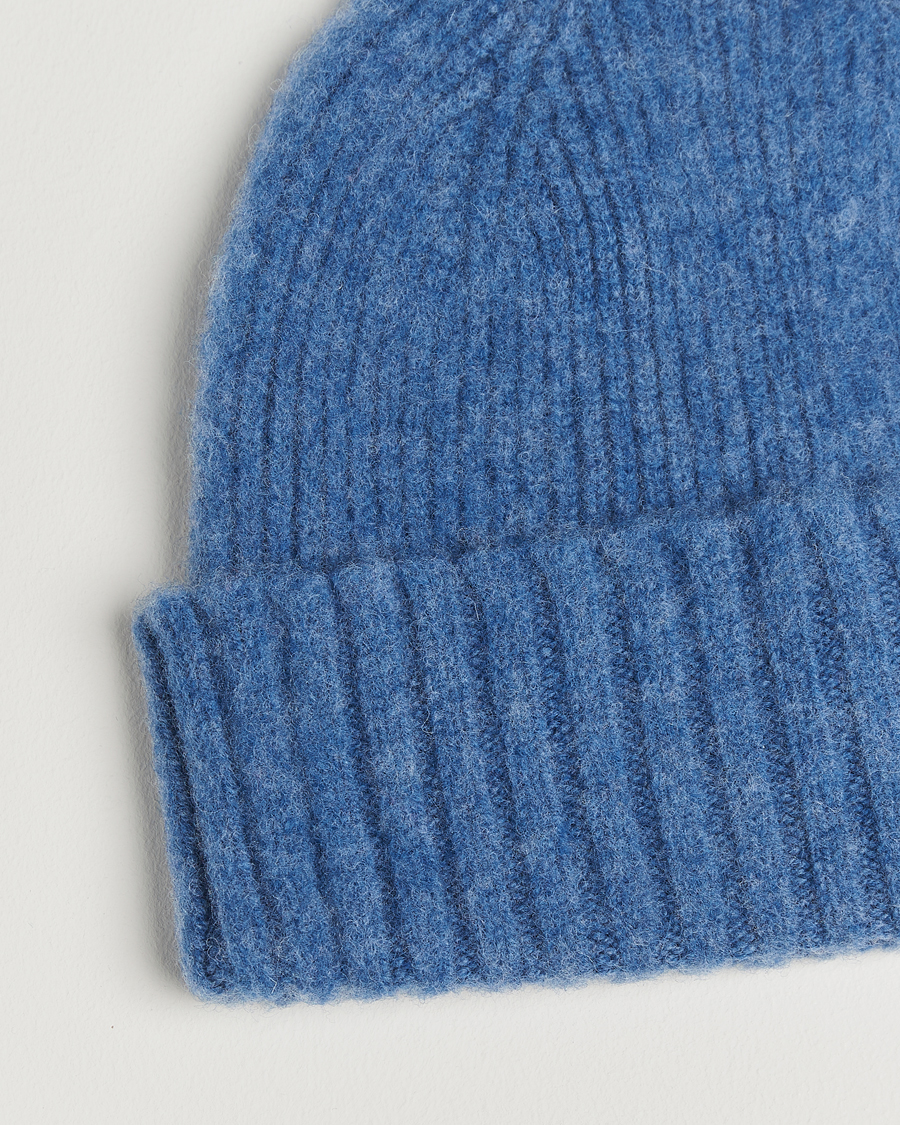 Heren | Mutsen | Robert Mackie | Rona Ribbed Shaggy Lambswool Beanie Light Blue