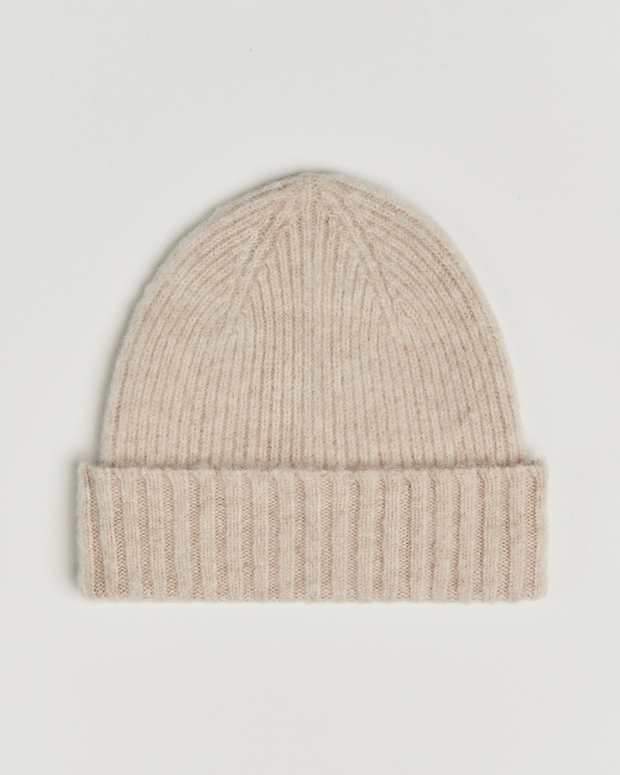 Homme | Bonnets | Robert Mackie | Rona Ribbed Shaggy Lambswool Beanie White