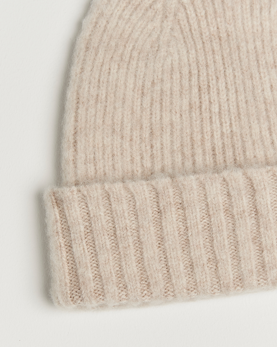 Homme | Bonnets | Robert Mackie | Rona Ribbed Shaggy Lambswool Beanie White