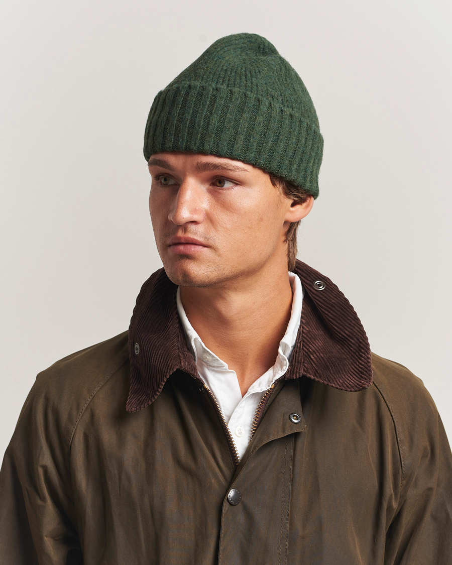 Heren | Mutsen | Robert Mackie | Rona Ribbed Shaggy Lambswool Beanie Green