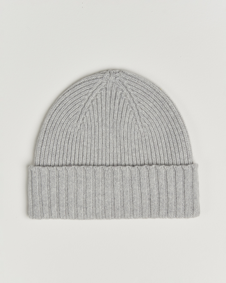 Homme | Bonnets | Robert Mackie | Kingswell Ribbed Wool/Cashmere Beanie Light Grey