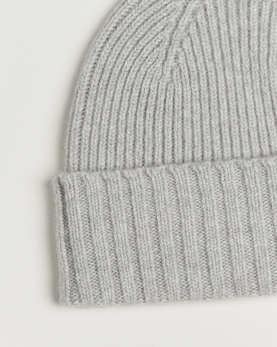 Homme | Bonnets | Robert Mackie | Kingswell Ribbed Wool/Cashmere Beanie Light Grey