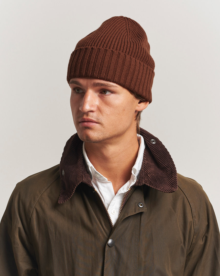 Homme | Bonnets | Robert Mackie | Kingswell Ribbed Wool/Cashmere Beanie Brown