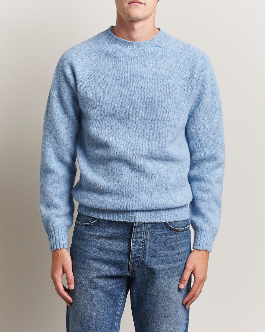 Homme | Pulls Et Tricots | Harley Of Scotland | Brushed Supersoft Lambswool Crewneck Glacier