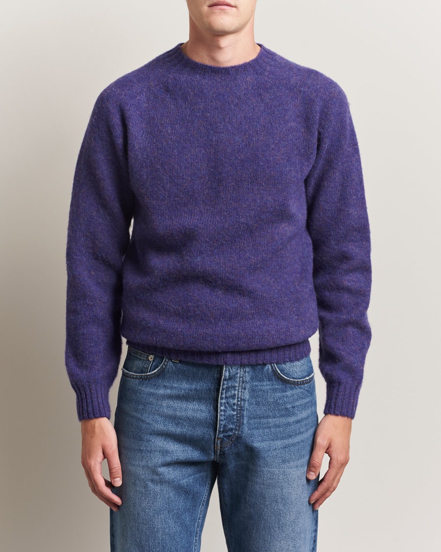 Homme | Pulls Et Tricots | Harley Of Scotland | Brushed Supersoft Lambswool Crewneck Iris