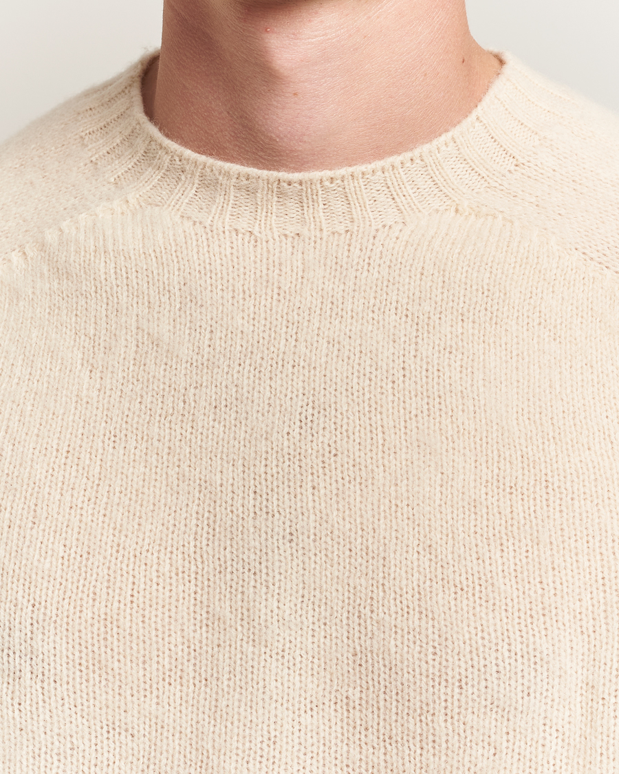 Heren | Truien | Harley Of Scotland | Brushed Supersoft Lambswool Crewneck Vanilla
