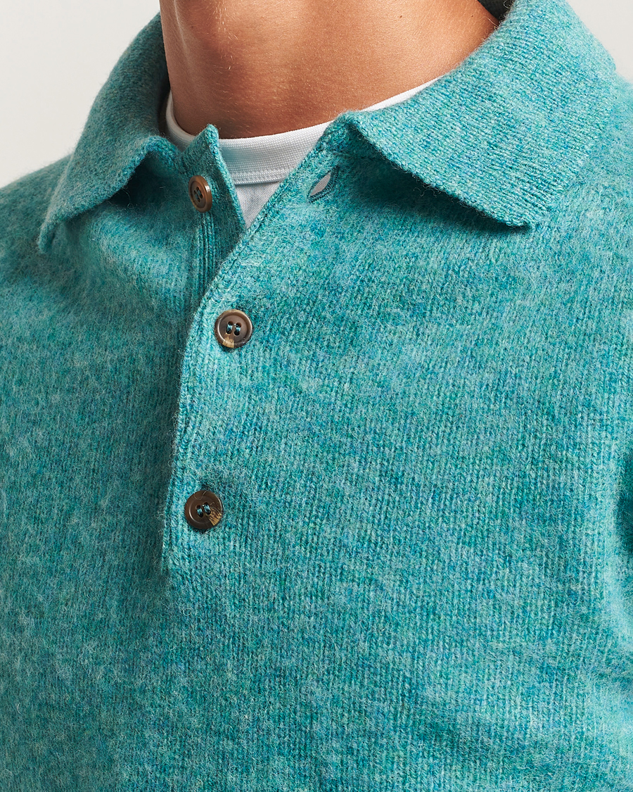 Heren | Truien | Harley Of Scotland | Brushed Supersoft Lambswool Polo Hummingbird