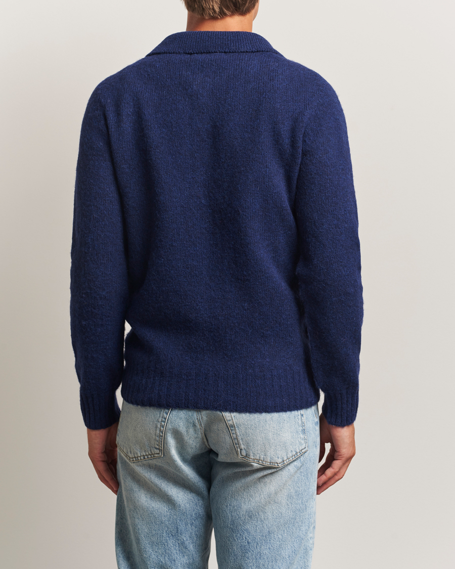 Homme | Pulls Et Tricots | Harley Of Scotland | Brushed Supersoft Lambswool Polo Nightsky
