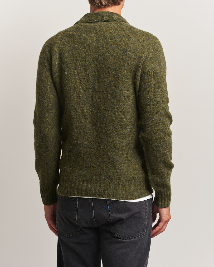 Heren | Truien | Harley Of Scotland | Brushed Supersoft Lambswool Polo Scots Pine