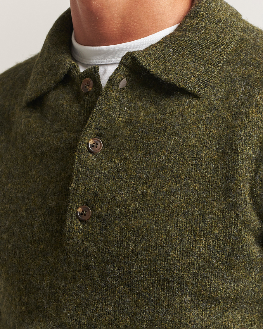 Heren | Truien | Harley Of Scotland | Brushed Supersoft Lambswool Polo Scots Pine