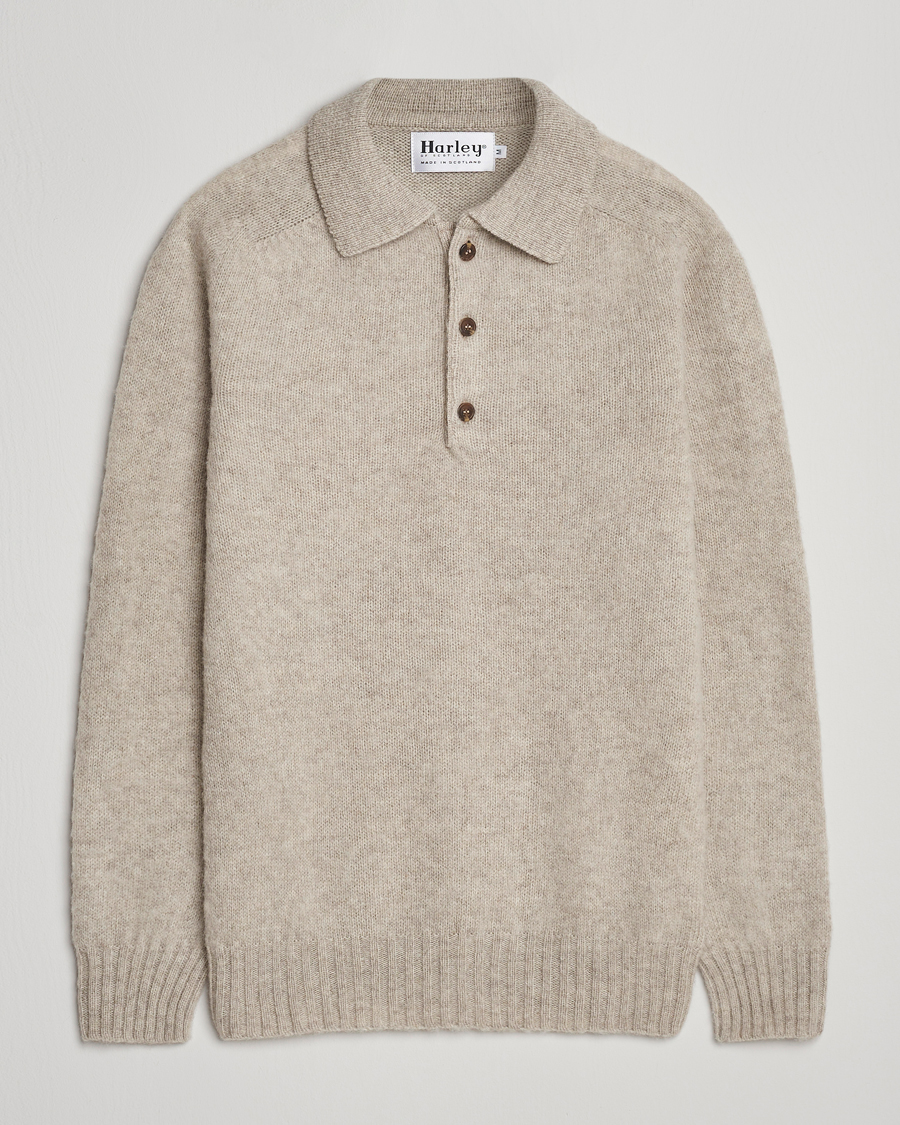 Homme | Pulls Et Tricots | Harley Of Scotland | Brushed Supersoft Lambswool Polo Vellum