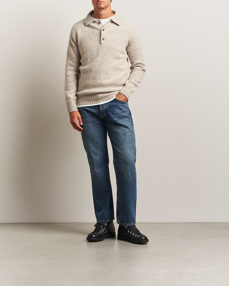 Homme | Pulls Et Tricots | Harley Of Scotland | Brushed Supersoft Lambswool Polo Vellum