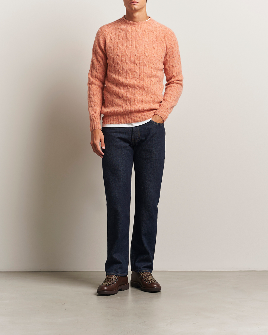 Homme | Pulls Et Tricots | Harley Of Scotland | Brushed Supersoft Lambswool Cable Parfait