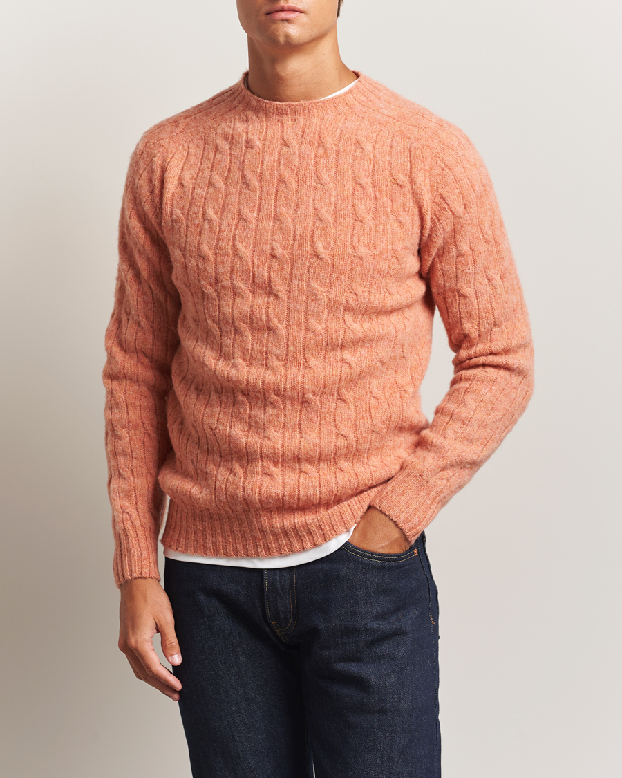 Homme | Pulls Et Tricots | Harley Of Scotland | Brushed Supersoft Lambswool Cable Parfait