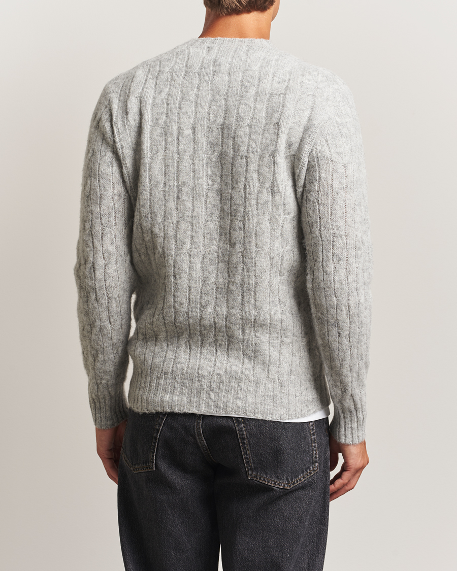 Homme | Pulls Et Tricots | Harley Of Scotland | Brushed Supersoft Lambswool Cable Silver