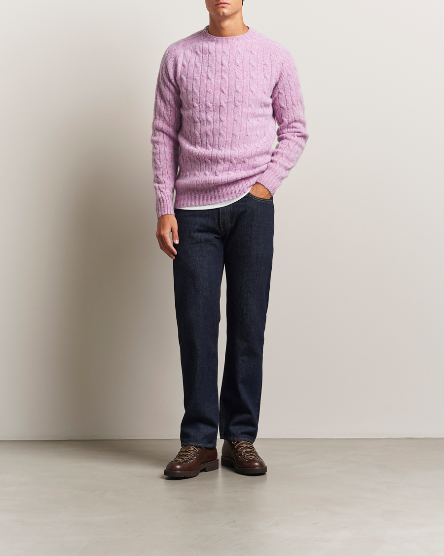 Homme | Pulls Et Tricots | Harley Of Scotland | Brushed Supersoft Lambswool Cable Sweetpea