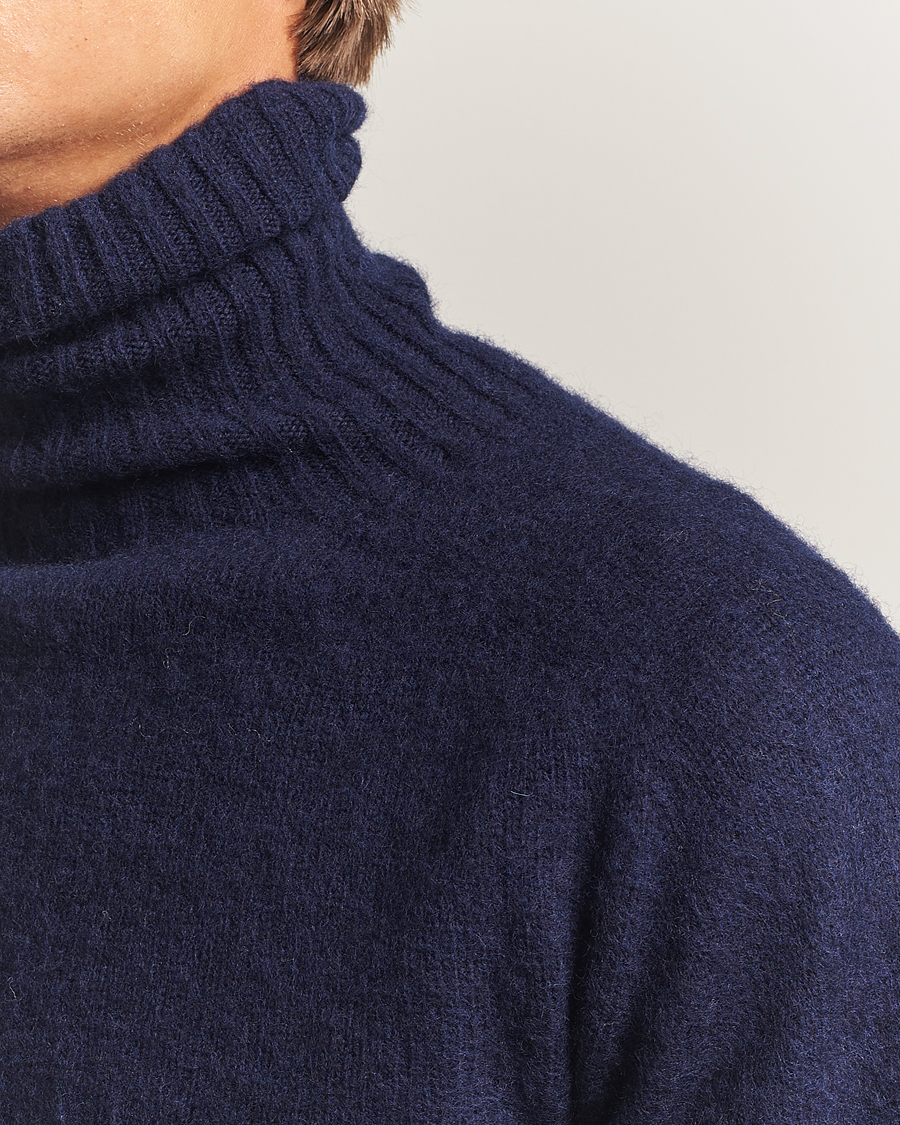 Homme | Pulls Et Tricots | Harley Of Scotland | Brushed Supersoft Lambswool Rollneck Navy