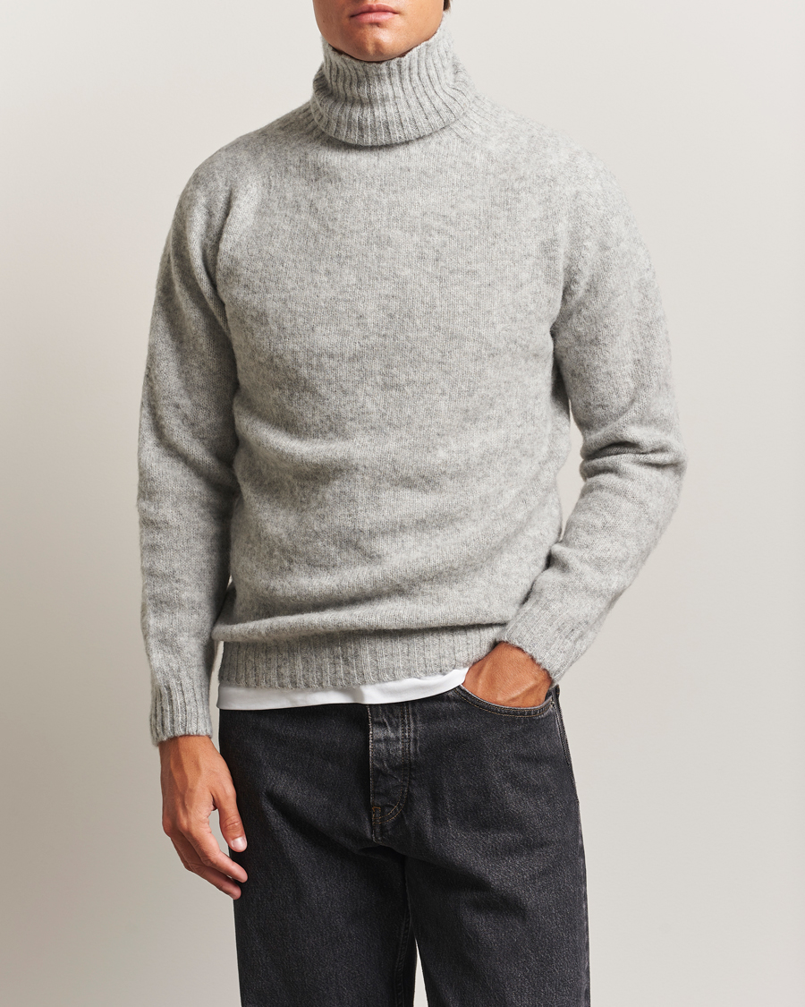 Homme | Pulls Et Tricots | Harley Of Scotland | Brushed Supersoft Lambswool Rollneck Silver