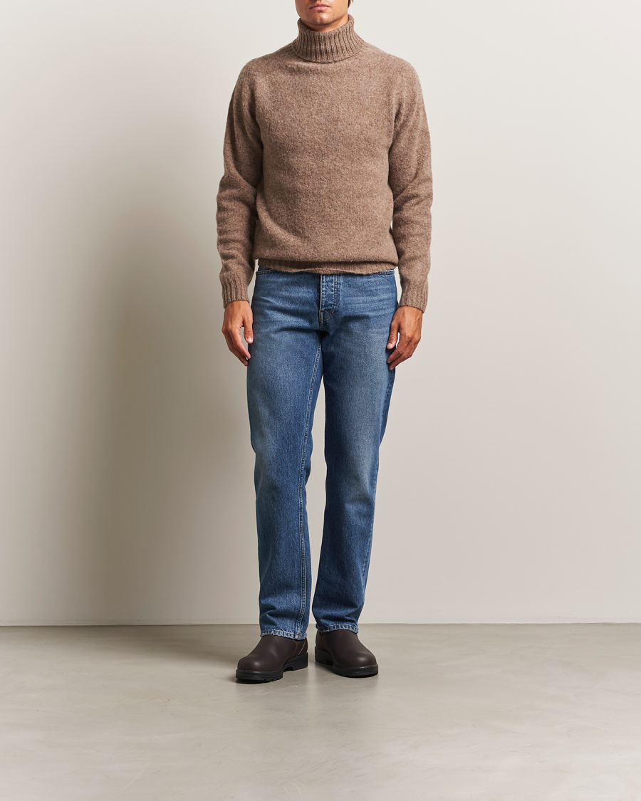 Homme | Pulls Et Tricots | Harley Of Scotland | Brushed Supersoft Lambswool Rollneck Tundra