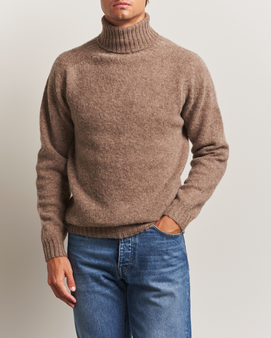 Homme | Pulls Et Tricots | Harley Of Scotland | Brushed Supersoft Lambswool Rollneck Tundra