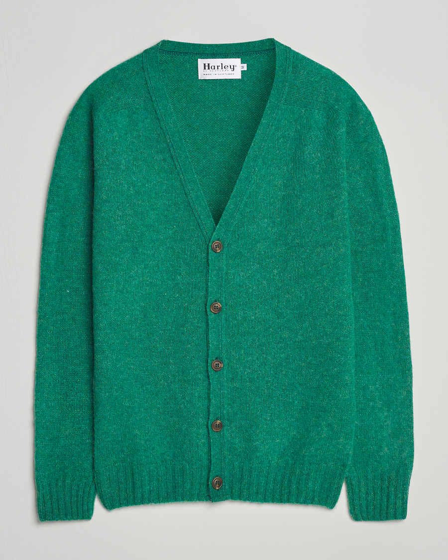 Homme | Pulls Et Tricots | Harley Of Scotland | Brushed Supersoft Lambswool Cardigan Evergreen