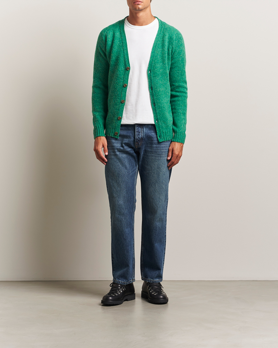 Homme | Pulls Et Tricots | Harley Of Scotland | Brushed Supersoft Lambswool Cardigan Evergreen