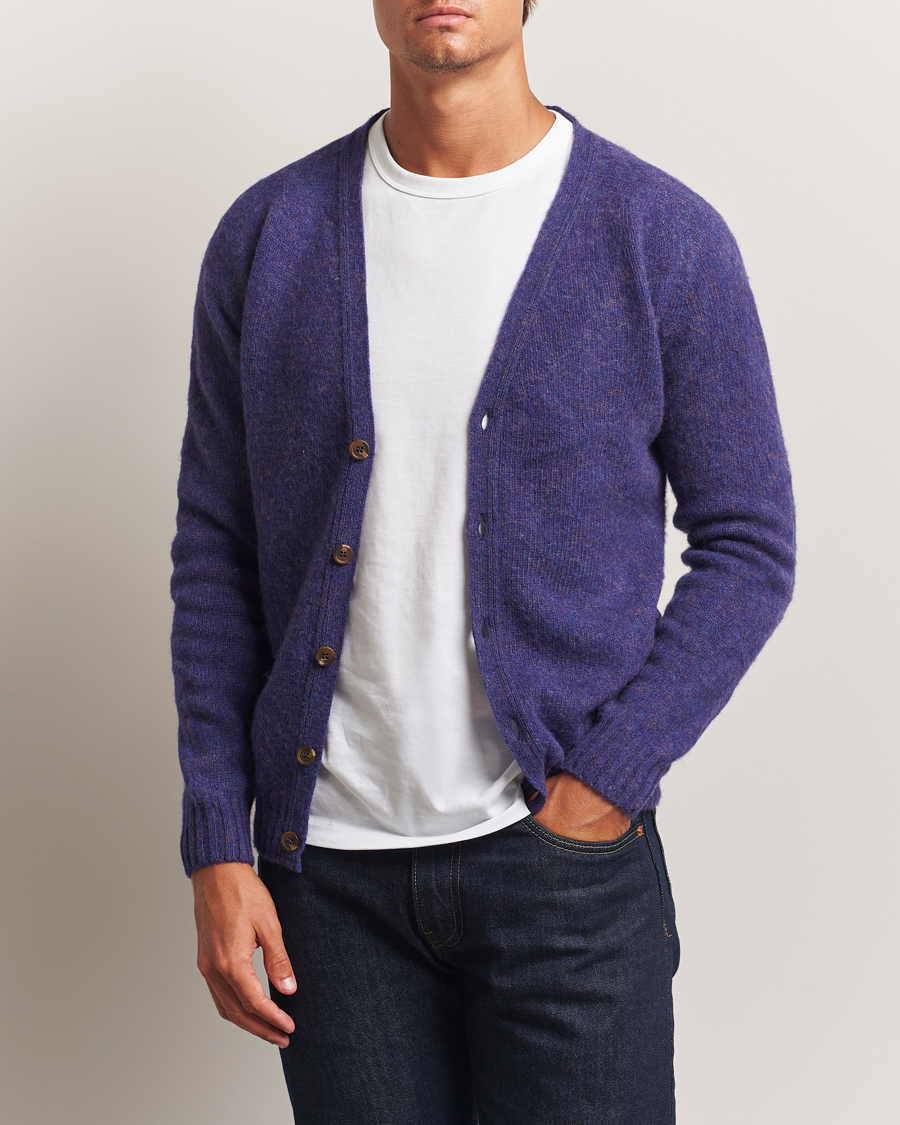 Homme | Pulls Et Tricots | Harley Of Scotland | Brushed Supersoft Lambswool Cardigan Iris