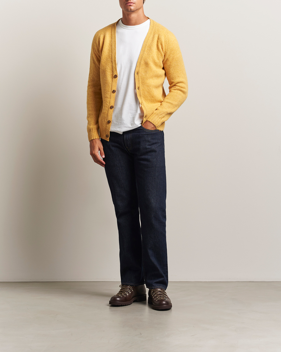 Heren | Truien | Harley Of Scotland | Brushed Supersoft Lambswool Cardigan Nectar