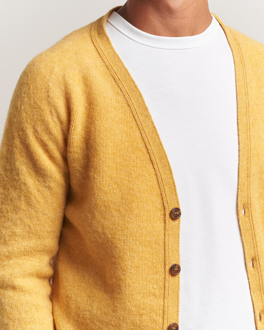 Heren | Truien | Harley Of Scotland | Brushed Supersoft Lambswool Cardigan Nectar