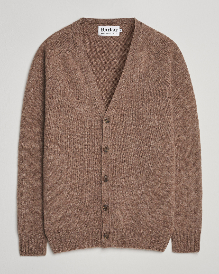 Homme | Pulls Et Tricots | Harley Of Scotland | Brushed Supersoft Lambswool Cardigan Tundra