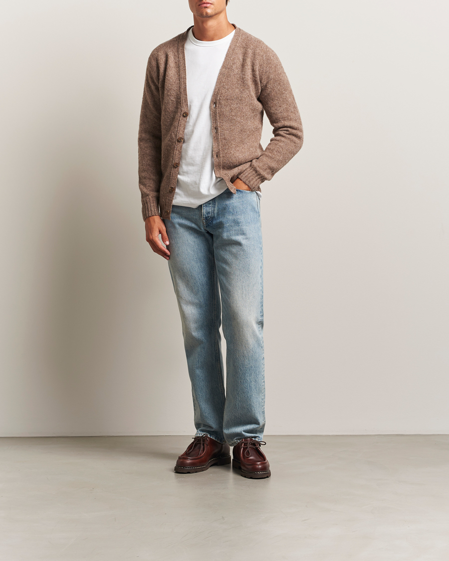 Homme | Pulls Et Tricots | Harley Of Scotland | Brushed Supersoft Lambswool Cardigan Tundra