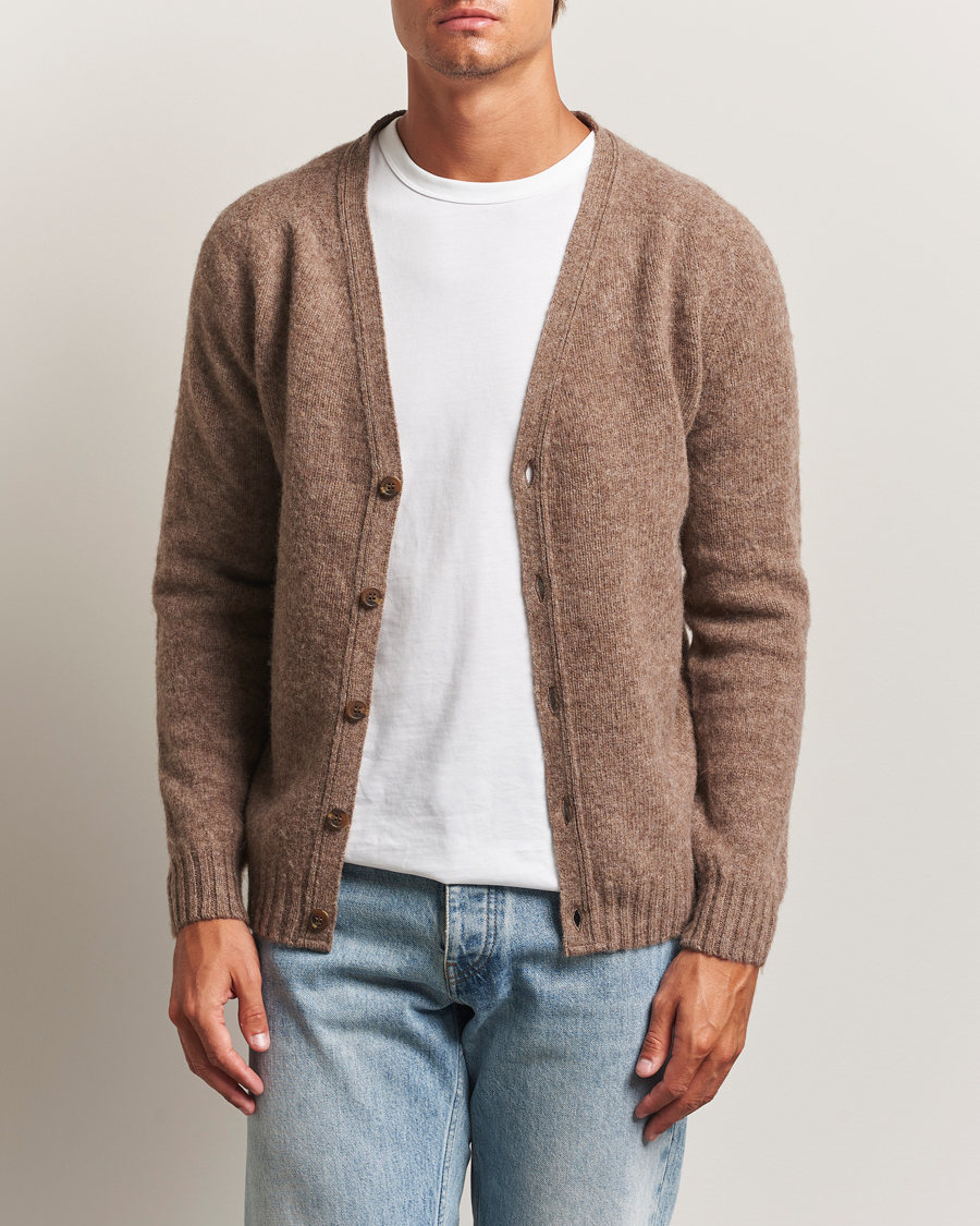 Homme | Pulls Et Tricots | Harley Of Scotland | Brushed Supersoft Lambswool Cardigan Tundra