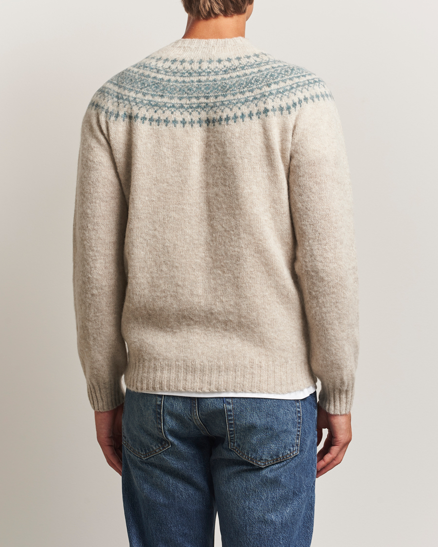 Homme | Pulls Et Tricots | Harley Of Scotland | Brushed Supersoft Lambswool Yolk Fairisle Beige