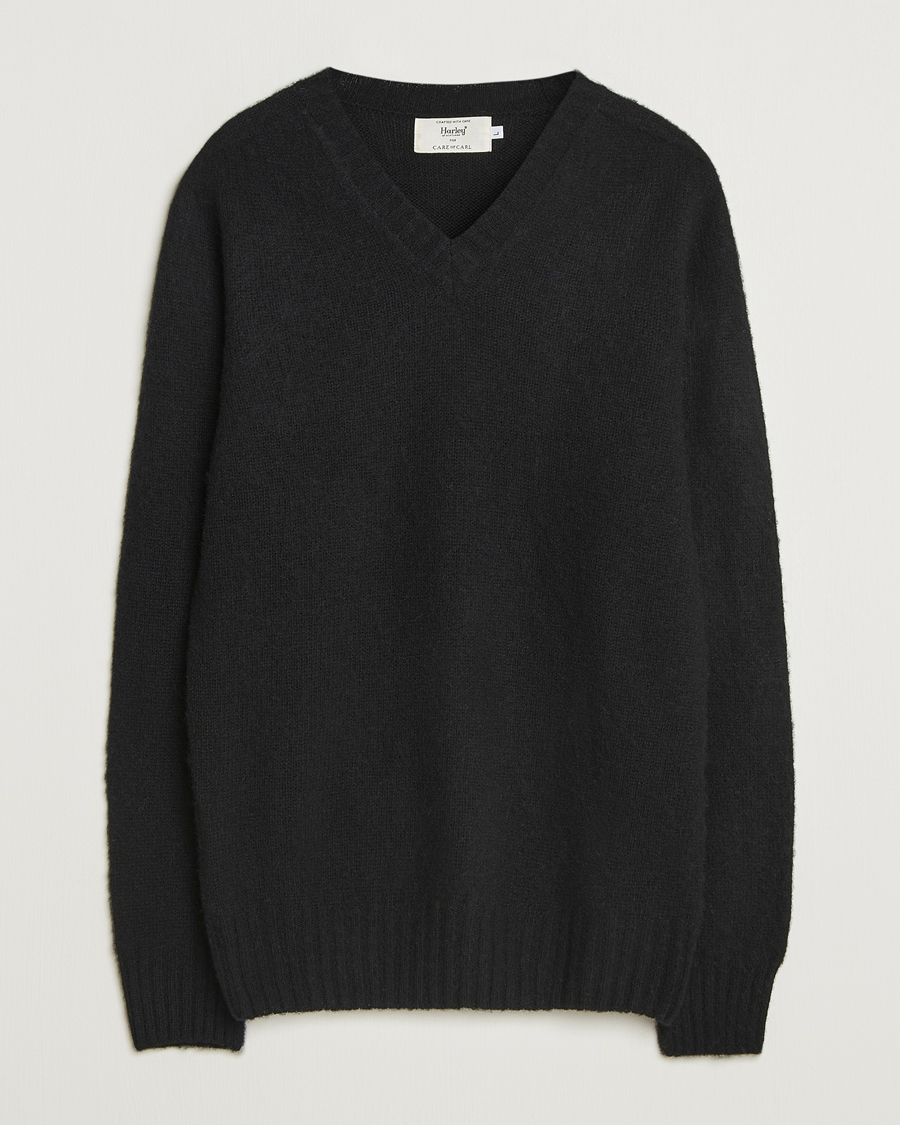 Homme | Pulls Et Tricots | Harley Of Scotland for Care of Carl | Harley Of Scotland Brushed Supersoft Lambswool V-Neck Black