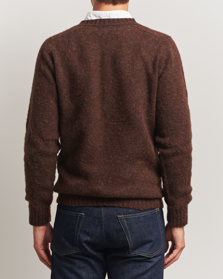 Homme | Pulls Et Tricots | Harley Of Scotland | Brushed Supersoft Lambswool V-Neck Brown