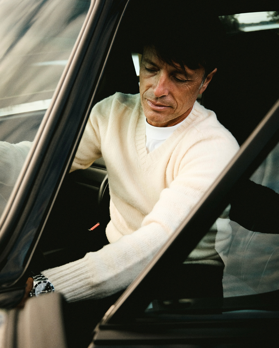 Homme | Pulls Et Tricots | Harley Of Scotland for Care of Carl | Brushed Supersoft Lambswool V-Neck Vanilla