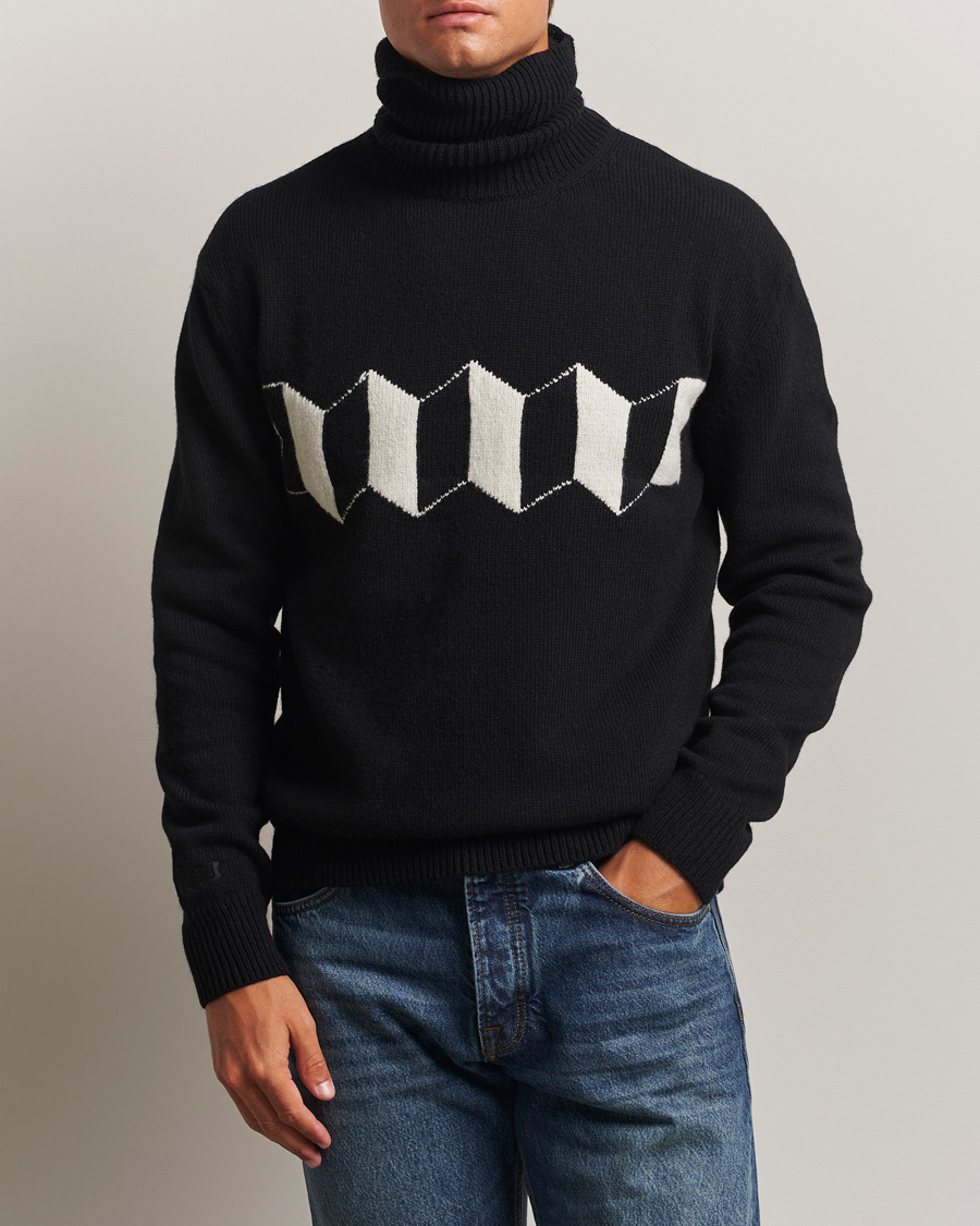 Heren | Truien | Baracuta | Flag Logo Wool Turtleneck Black