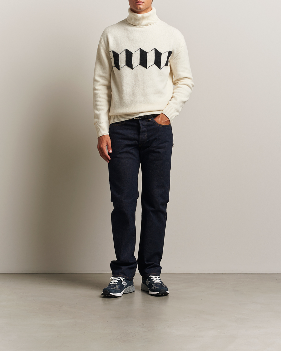Heren | Truien | Baracuta | Flag Logo Wool Turtleneck Antique White