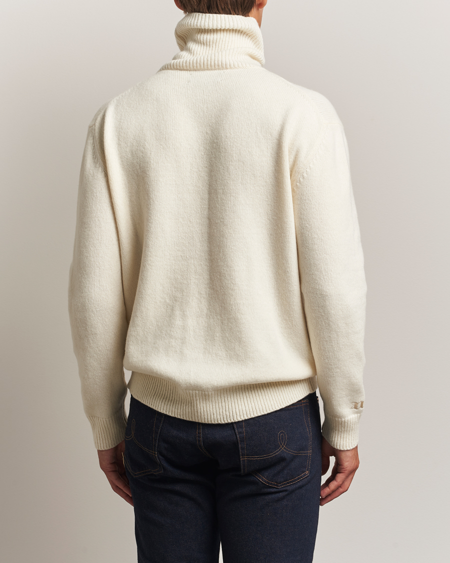 Heren | Truien | Baracuta | Flag Logo Wool Turtleneck Antique White