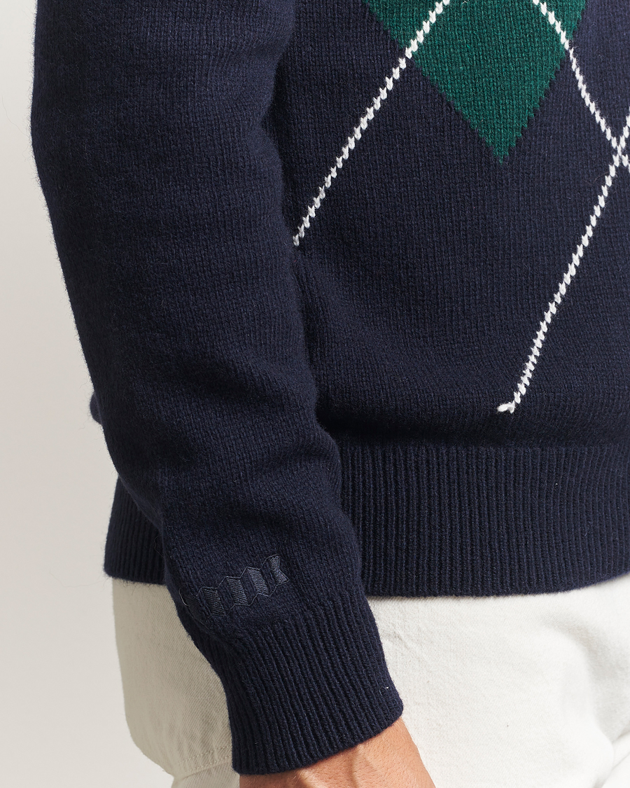 Homme | Pulls Et Tricots | Baracuta | Argyle Wool Polo Neck Navy
